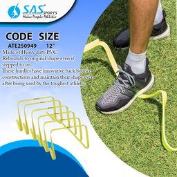 SAS Agility Hurdles Flat, 12 inch for Field Training and Speed Coordination | Hurdles for Training, Practice, Exercise & Fitness | Pack of 6 image 3