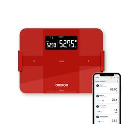 Omron Hbf 255T Digital Full Body Composition Monitor With 4 User & Guest Mode Feature To Monitor Bmi, Vesceral Fat Level, Body Fat & Skeletal Muscle Percentage - Red image 1
