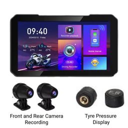 alien Universal Motorcycle 5" Screen CarPlay & Android Auto, TPMS GPS Navigation, Waterproof Touch Screen, Both Side Cameras, Free SD 64GB Non Removable Screen from Mount. Service Support No.9953754591 image 2
