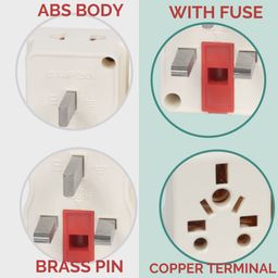Vadda Bai (Pack of 2 Pcs.) Type G Flat Pin 13 Ampere with Fuse Multi-Plug Conversion Adapter Suitable for Travel to UK, UAE, Hong-Kong, Singapore (White) image 2