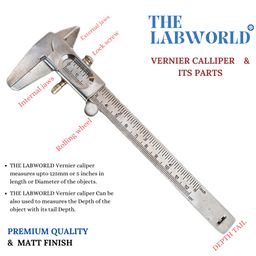 Labworld Matt Vernier Caliper Slide CalliperMeasures 0-12.5 cm Metallic for Measurement of Objects and Depth used in Industrial,Home or General use image 2