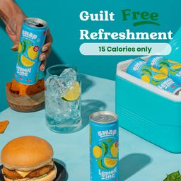 SWAP Lemon Zing Soft Drink | 250 ml x 6 cans | Low calorie Soda | No added sugars, artificial sweeteners or colours | Made with real fruit juice image 3