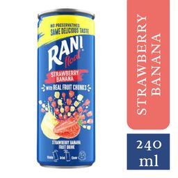 great british trading limited Rani Flaot Strawberry & Banana Flavoured Fruit Drink with Chunks | Refreshing Fruit Drink with Strawberry & Banana Chunks | PACK OF 3 (240ml Each) - CAN PACKAGING image 2