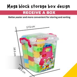 Faibhi _Building Blocks Set with Storage Container. Fun DIY Toy for Kids |Educational & Creative Learning Toy | Puzzle Assembly Shapes | Durable, Multicolored. (Mega Block, 90, pcs) image 3