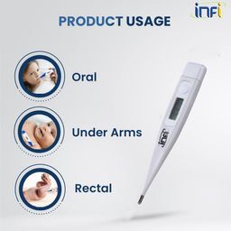 Infi Digital Thermometer With Quick Measurement of Oral & Underarm Temperature in Celsius & Fahrenheit, Water Proof for Easy Cleaning with One touch operation for Adult and Child image 2
