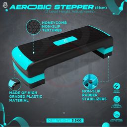 B Fit Adjustable Workout Aerobic Stepper in Fitness & Exercise Step Platform Trainer 3 settings adjustable height 4”-6”-8” image 2