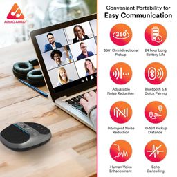 Audio Array AM-W45 Wireless Conference Microphone with Speaker | Bluetooth, USB & 4 Mics | 360° Pickup Upto 4M | Noise Reduction & Enhanced Voice | Portable Speakerphone for Video Calls/Zoom Meeting image 4