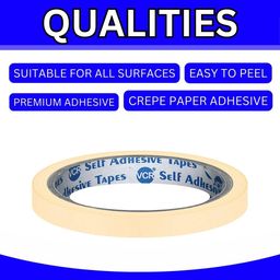 VCR Masking Tape - 20 Meters in Length 06mm / 0.25" Width - 1 Roll Per Pack - Easy Tear Tape, Best for Carpenter, Labelling, Painting and leaves no residue after a peel. image 5