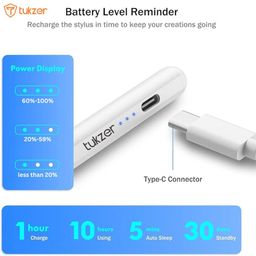 Tukzer Active 2nd Gen Stylus Pen iPad Pencil | Palm Rejection, Tilt Sensor, High Precision| for only iPad 2018 Onwards iPad(6/7/8/9/10) Air(3/4/5) Pro11(1/2/3/4) Pro12.9 (3/4/5/6) Mini(6/5) White image 2