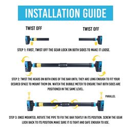 XRT65 Pull Up Bar for Home Workout | No Screw Installation | Rectangle Head Design | 200 KG Load Capacity | Bubble Meter for Precise Installation | Gym Equipment Set (72-95 cms), Wall Mount image 5