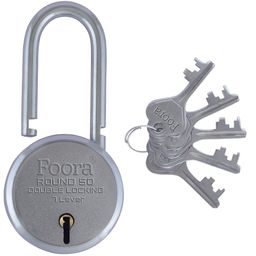 foora Small Lock and Keys, Round 50mm Long Neck Shackle Padlock, Double Locking 7 Lever, Door Lock for Home, Gate Lock, Shutter Lock, with 5 Keys image 1