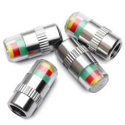 Alark Car Tire Valve Cap Pressure Monitoring Valve Cap Sensor Indicator Warning Safety 3 Color Sensor Indicator All Bikes Scooty Car Tire Pressure Air Alert Iron Tyre Valve Caps Set of 4 Pcs image 1