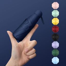owme UV Umbrella for Women, Mini Folding Portable 3 Fold Umbrellas | Automatic Open Close for Rain and Sun Protection, Anti-Slip | Windproof Umbrlla with Carabiner Handle | Umbrella for Women and Men (NAVY BLUE, CAPSULE) image 3