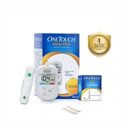 OneTouch Verio Flex glucometer with 50 Test Strips | Sync your results with OneTouch Reveal mobile app| Simple & accurate testing of blood sugar | Includes 10 Sterile Lancets + 1 Lancing device image 1