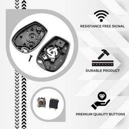 keycept Keycept™ Premium 2 Button Remote Key Shell for Renault Duster, Logan, Lodgy, Kwid, Nissan Terrano, Mahindra Verito - Durable Key housing/Body/case Replacement with Button image 4