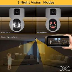 OneXsale Indoor Camera | 2 Dual Lens Cameras for Home Security with Night Mode Pet Camera with Phone App, 2K Indoor Security Camera, Motion Detection 2-Way Audio image 3