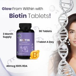 cure forever CUREFOREVER Biotin Tablets for Hair Growth with 3 Months Supply, 100% RDA Biotin Supplement with Zinc, Selenium & Coconut MCT for Skin and Nails - Hair Vitamins for Men & Women | 90 Veg Tablets, 1 A Day image 2