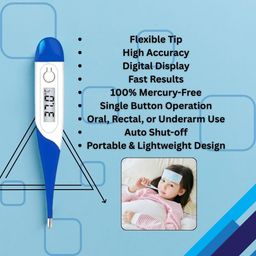 Sara+Care Flexible Tip Digital Thermometer – Mercury-Free, Fast & Accurate with Transparent Storage Case image 2