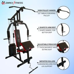 Zorex Fitness Home Gym Combo HGZ-1004 Home Gym Machine for Workout, Multiple Function Exercises with ZF-110 Adjustable Preacher Curl Bench Multi Workout Bench image 2