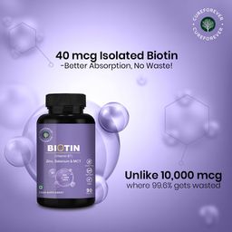 cure forever CUREFOREVER Biotin Tablets for Hair Growth with 3 Months Supply, 100% RDA Biotin Supplement with Zinc, Selenium & Coconut MCT for Skin and Nails - Hair Vitamins for Men & Women | 90 Veg Tablets, 1 A Day image 4