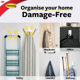 Command Metal 3M, Mega Utility Wall Hooks, Up to 6.8Kg, Comes Off with No Paint Damage, Heavy Duty, Holds Strongly, Adhesive Hooks for Wall, Multi-Surface (1Hook, 4 Strips) image 2
