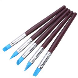 ikis 5pcs Rubber Tip Paint Brushes Clay Tools for Sculpture Pottery Color Shaping Blending Drawing Modeling Remove Fingerprints image 1