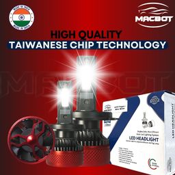 MACBOT H4/H19 Type LED Headlight Bulb 300 Watt MX-H4, with 2-Year Replacement Warranty - Made in India for Cars (150 Watt Each Bulb) Super Bright White Light, Easy Installation,Durable image 3