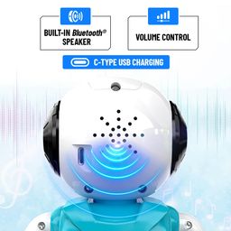 Mirana Moonwalker | Smart Interactive Walking & Talking Robot | USB Rechargeable Type-C | in-Built Bluetooth Speaker | Remote & App Controlled Toy for Kids 2+ 3+ 4+ 5+ 6+ Years (Sky Blue) image 2