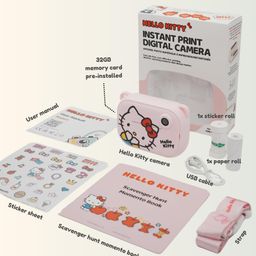 kidamento Hello Kitty Instant Print Kids Digital Camera & Video Camcorder with Selfie Camera by Kidamento, Scavenger Hunt Momento Book, 32GB Memory Card - Model P Hello Kitty image 5