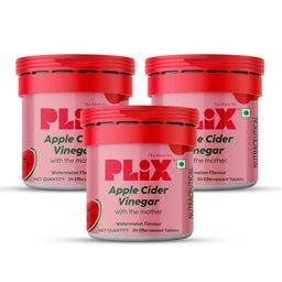 the plant fix plix PLIX - THE PLANT FIX Apple Cider Vinegar Effervescent Mini | Vitamin B6 & B12 | Pack of 3 (Watermelon), 9 Tablets | No Added Sugar | Easy to Carry & Consume image 1