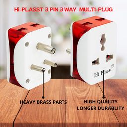 hi plasst pins n plugs Hi-Plasst (Pack of 1) 3 Pin Multi Plug with Universal Socket - 6A Type D Plug for Indian Sockets, Grounded Multi Connection Travel Adapter for Home, Office, and Travel Use image 3