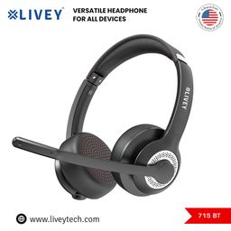 LIVEY 715BT Series Wireless Mic Noise Cancelling Multipoint Technology Multimedia Stereo Headset Optimized for Microsoft Teams and UC Compatible with iOS Android Mac Windows Devices (Black) image 5
