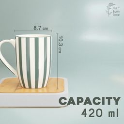 The Earth Store Grey Stripe Coffee Mug - 420ml Each Capacity, Microwave and Dishwasher Safe, Ceramic Coffee Mug for Every Occasion (Set of 2) image 3