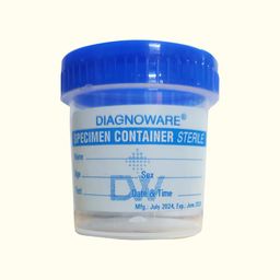 Diagnoware Polypropylene Urine Sample Bottles, 30ml, With Lid, Pack of 100, for Laboratory Use image 1