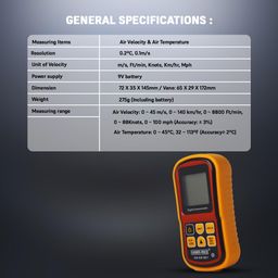 KUSAM-MECO CFM/CMM Digital Anemometer 908 MK-1 with Wind Chill, Beaufort Scale and Max/Min Readings|1 Year Warranty image 3