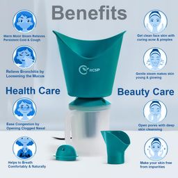 DPCP RCSP 3 in One Steam Vaporizer machine for Cold and Cough with Nozzle Inhaler, Facial Sauna and Facial Steamer for Face and Nose, Face, Spa, Nose, and Cough Steamer (Greem) image 3