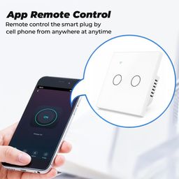 Ledgebit Smart Home Touch Wi-Fi Light Switch, 2 Gang Smart Wi-Fi Wall Switch Smart Switch (White) image 3