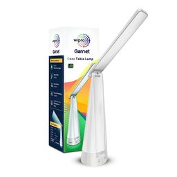 Wipro 6W Led Table Lamp With 3 Grade Dimming, Ambience Lighting, Six Colour Options And Adjustable Neck, USB Chargeable Multi-Purpose Table Lamp For Study I Desk Lamp, ABS. (Pack Of 1) image 1