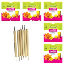 pehrovin ventures Fevicryl Mouldit/Shilpkar Clay (5 Packets of 50 gm Each) + Dotting Tools/Clay Modelling Tools (Set of 5 Double Ended Tools) for DIY Art and Craft image 1
