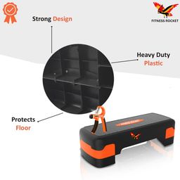 Fitness rocket all new aerobic stepper, Professional 2 Level- 4" and 6" Adjustable Aerobic Exercise Stepper, Non-Slip Textured Surface Workout Fitness Step Platform, color (Black) image 5