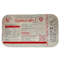 Heroglobin Daily Ferrous Bisglycinate Zinc Bisglycinate Cyanocobalamin & Folic Acid Tablets | Iron Supplement for Anemia | Improves Hemoglobin levels and Fatigue (Pack of 4) - 60 Tablets image 4