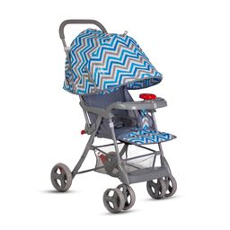 Mee Mee Baby Stroller and Pram for 0 to 3 Years | Extended Canopy with Detachable Feeding Tray | 5 Point Harness Belt | 360° Rotating Wheels with Shock Absorbent | Storage Basket for Baby/Kids (Blue) image 1