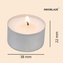 Indoblaze Paraffin Wax Long Burning Tea Light Candles | Tealights Candles Set Of 30 | Big- 22 Gram Each | Burning Time- 5-6 Hours Appx | Pack Of 30, Unscented image 2