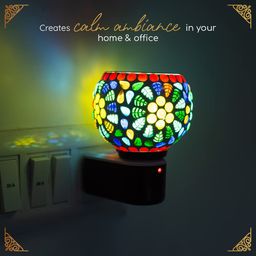 prathna Ceramic Aroma Diffuser | Kapoor Dani Cum Night Lamp Multi Functional Essential Oil Camphor Burner For Fragrance With Switch On/Off Button For Heating Dn_17(Round) image 4