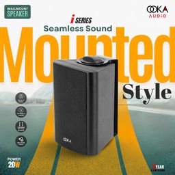 OOKA AUDiO i20 Wall Mount Speaker with Built-in Woofer & Tweeter | 20W RMS | 100V Line & 8 Ohm | Adjustable Mount | Weather Resistant for Home, Office, Cafe, Hotel – Black image 3