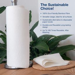 i'm eco IMECO Reusable Bamboo Kitchen Towel/Tissue Roll | 4 Ply Eco Friendly Pure Bamboo Pulp | Soft & Super Absorbant Chemical Free Tissue Paper Roll | Resuable upto 2000 Times - 20 Sheets, Pack of 1 image 5