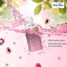 Mogu Mogu Combo Pack of Orange & Lychee with 25% NATA De Coco 320ML - (Pack of 6) image 2