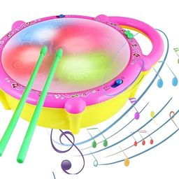 JK WORLD® Flash Drum with 3D Lights and Music Multi Color for 1 2 3 4 Year Old Boy Girl ( Battery NOT Included) image 1