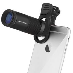 Adcom 8X Pro Monocular Telephoto Zoom Mobile Phone Camera Lens - Compatible with All iPhone & Android Smartphones (Black) image 1