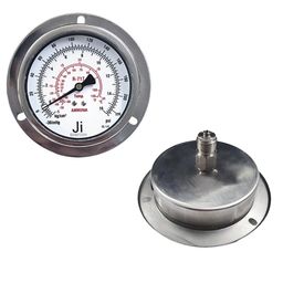 "JI" Japsin Instrumentation Economical Ammonia Gauge, 4" (100 mm) Dial, Range -30 inHg to 225 PSI with a Dual Scale of -1 to 16 Kg/cm2, Panel Mounting Back Entry, 3/8" BSP (M) Connection, SS Body image 2